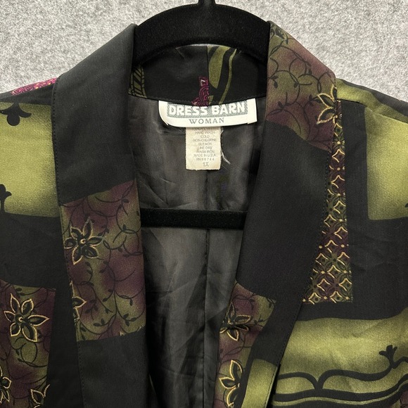 Vintage Dress Barn Woman Blazer Size 1X Made in USA Floral Patchwork 80s 90s - Picture 2 of 10